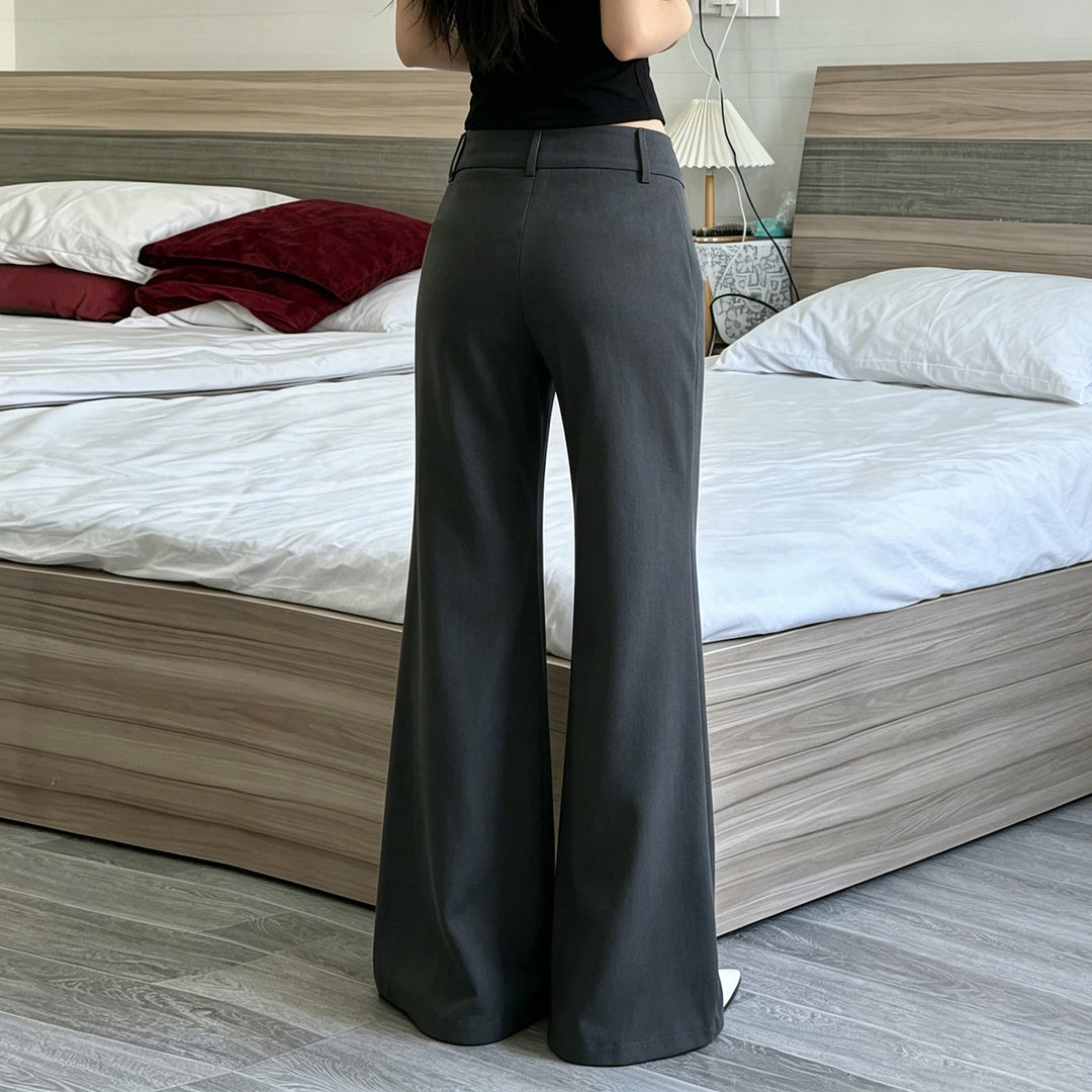 Damen nan hochtaillierte Schlaghose mit weitem Glockenbein und dekorativer Knopfleiste Shop Nory