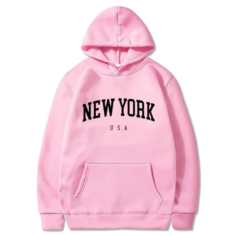 Damen Kapuzenpullover mit modischem New York Print und bequemer Passform