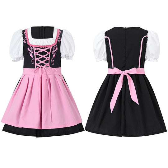Damen nan trachtiges Dirndlkleid mit geschnürtem Mieder, Puffärmeln und abnehmbarer Schürze Shop Nory