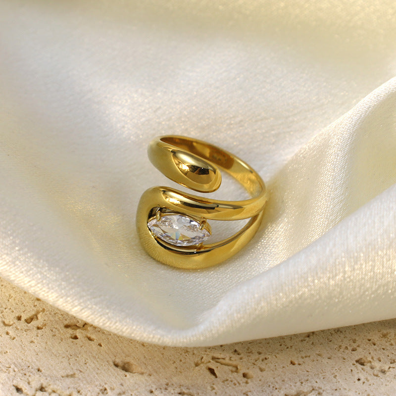 Damen Offener Spiralring mit funkelndem Stein Shop Nory