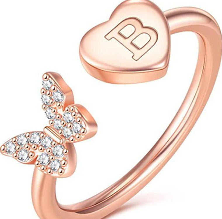 Damen Ring mit Schmetterlingsdesign und Herzmotiv Shop Nory