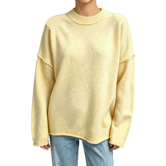 Damen Oversize-Boxy-Pullover mit kurzem Stehkragen und dekorativer Kantennaht Shop Nory
