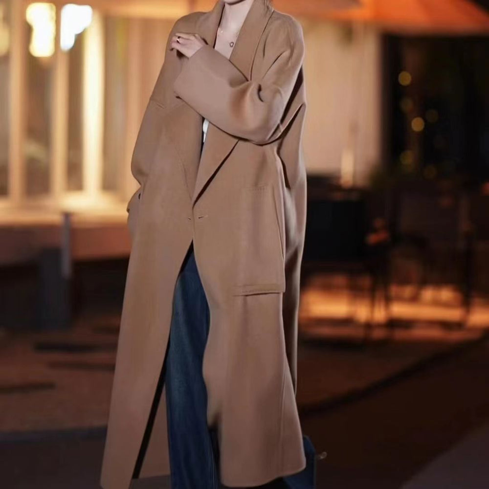 Damen Oversize Wollmixmantel mit offenem Schnitt und tiefen Eingrifftaschen Shop Nory