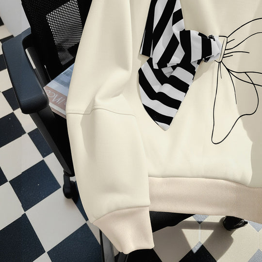 Damen Lässiger Sweatshirt mit Schleifen-Design Shop Nory