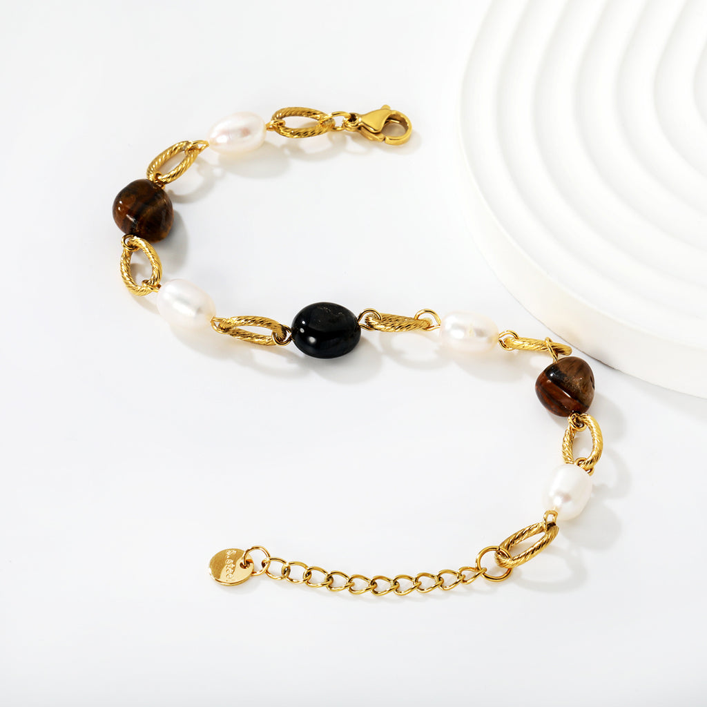 Damen Armband mit natürlichen Steinen und elegantem Kettendesign Shop Nory