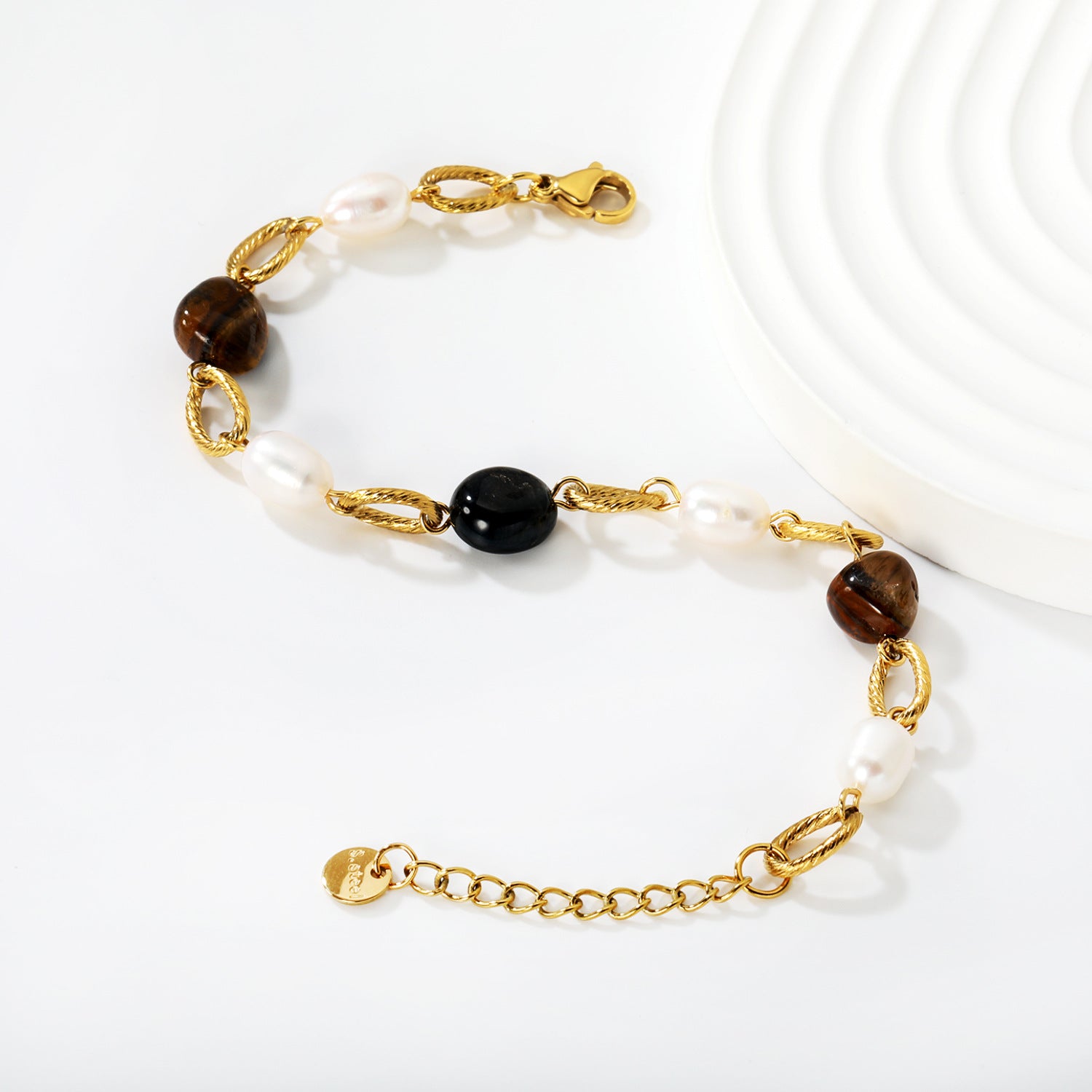 Damen Armband mit natürlichen Steinen und elegantem Kettendesign Shop Nory