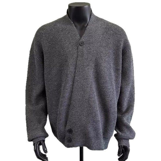 Herren Grobstrick-Cardigan im Oversize-Schnitt mit Schalkragen und asymmetrischer 3-Knopfleiste Shop Nory