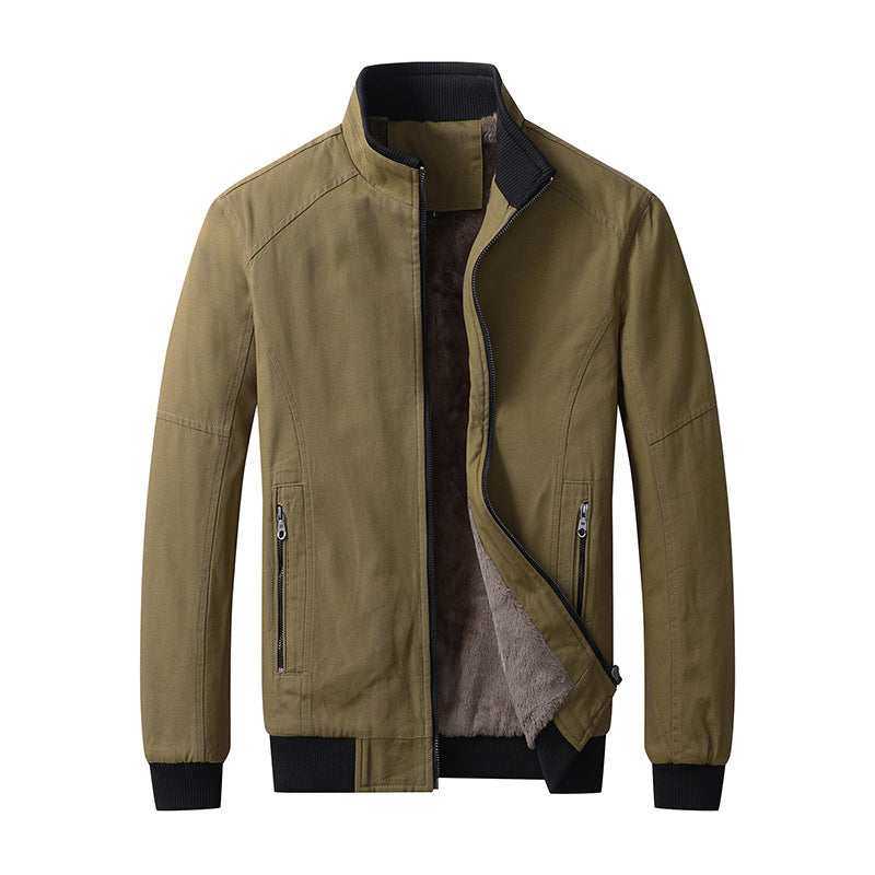 Herren gefütterte Canvas-Bomberjacke mit Teddyfleece-Innenfutter und Stehkragen Shop Nory
