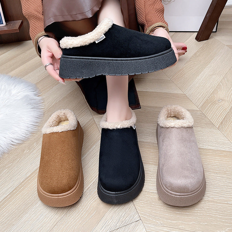 Damen Kuschelige Slipper‑Pantoffeln mit hohem Plateau und Teddyinnenfutter Shop Nory