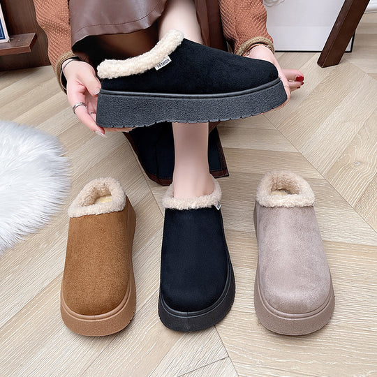 Damen Kuschelige Slipper‑Pantoffeln mit hohem Plateau und Teddyinnenfutter Shop Nory