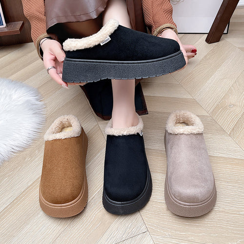 Damen Kuschelige Slipper‑Pantoffeln mit hohem Plateau und Teddyinnenfutter Shop Nory