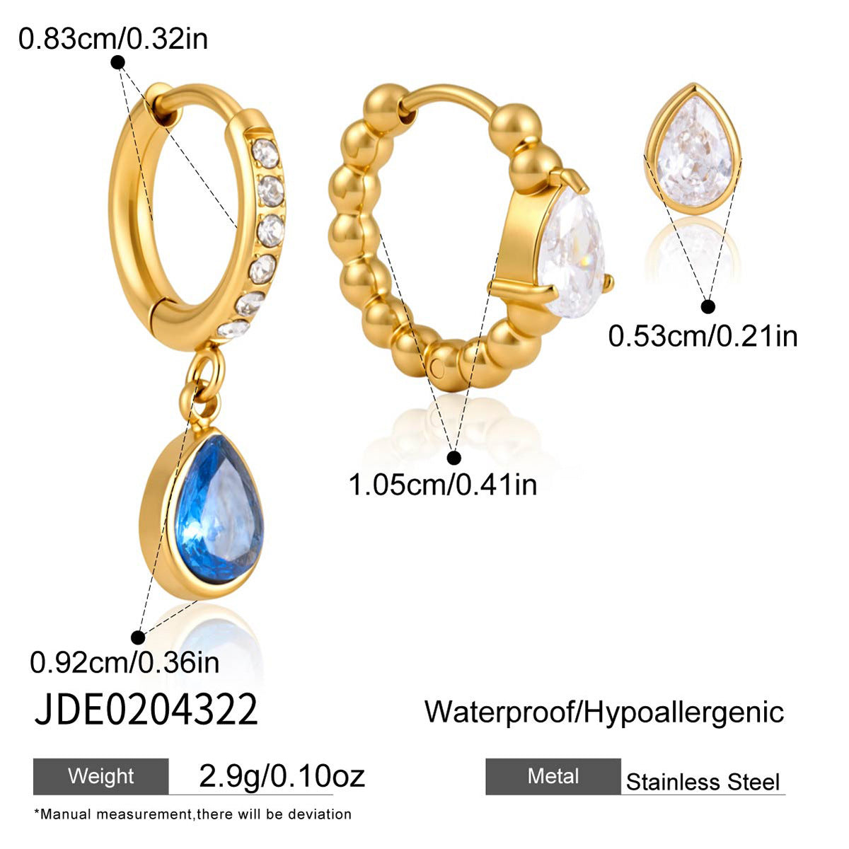 Damen Ohrhänger mit eleganten Kristall-Details und hypoallergenem Edelstahl Shop Nory