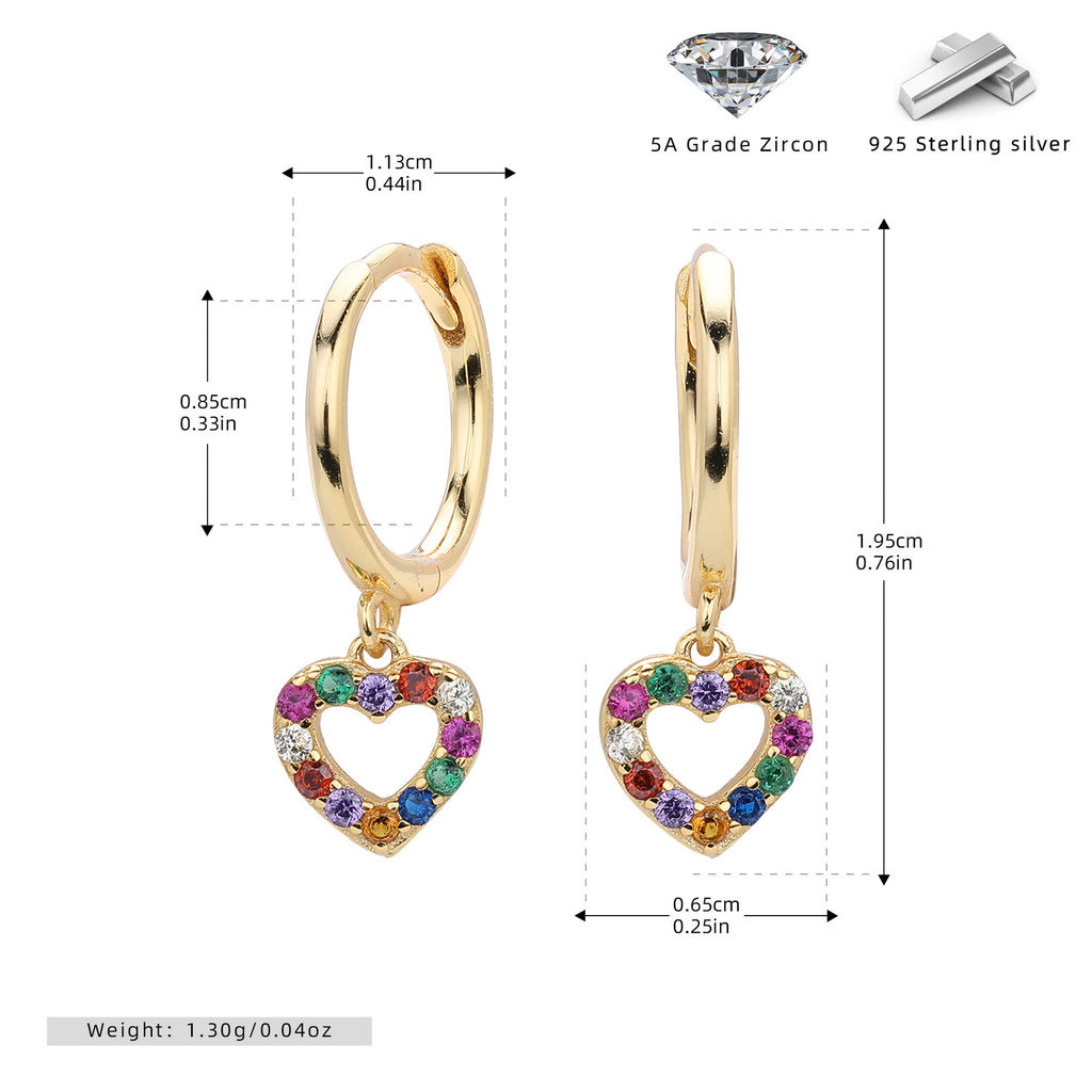 Damen Ohrhänger mit buntem Herzanhänger aus hochwertigem 925 Sterling Silber Shop Nory