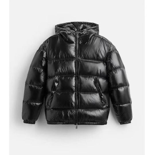 Damen Oversized Steppjacke mit Kapuze und Hochglanzfinish Shop Nory