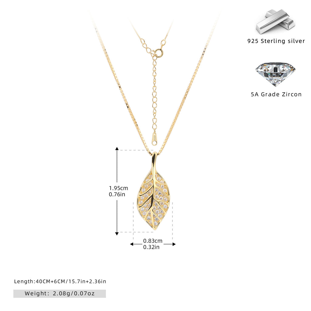 Damen Halskette mit filigranem Blätterdesign und hochwertigem Zirkonbesatz Shop Nory