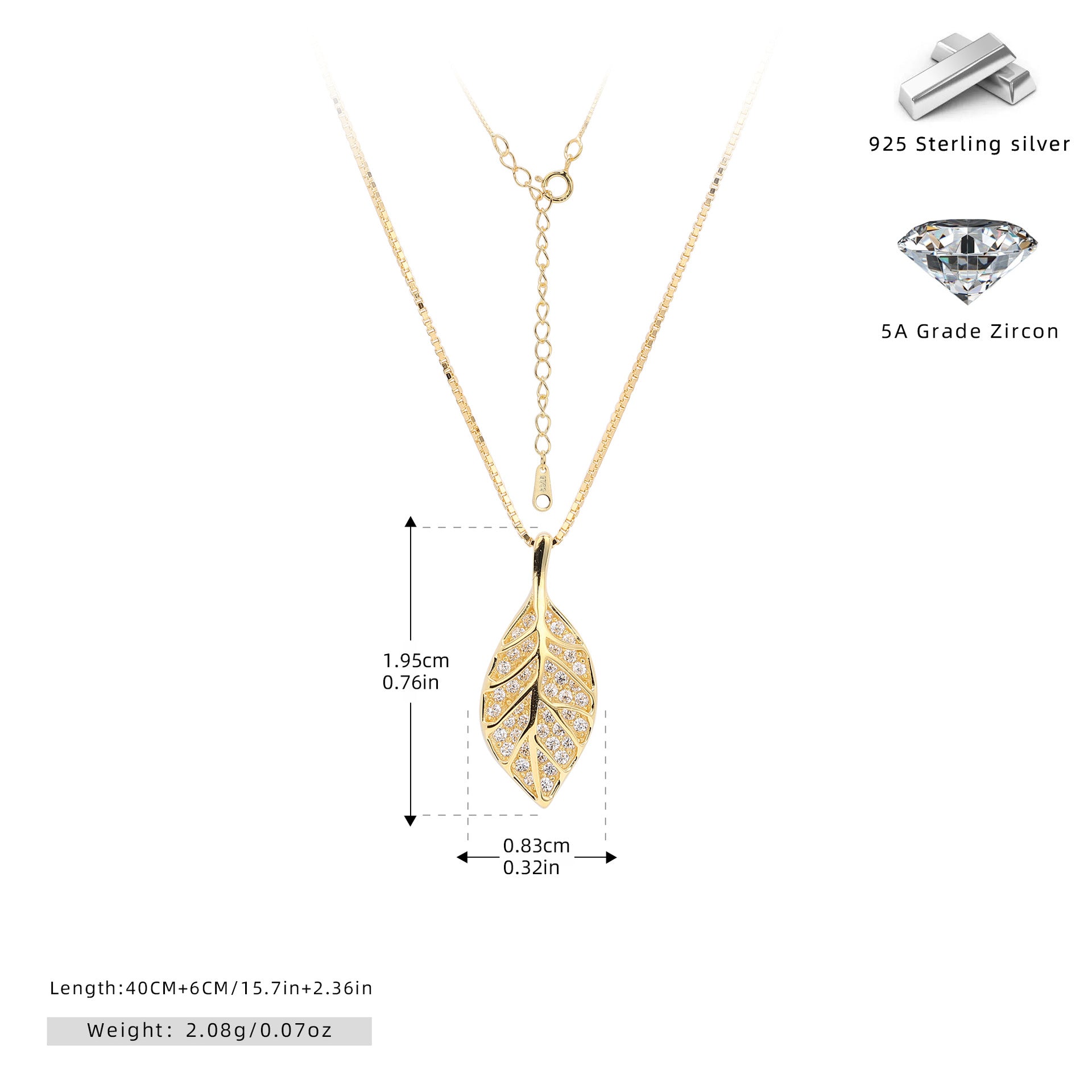 Damen Halskette mit filigranem Blätterdesign und hochwertigem Zirkonbesatz Shop Nory