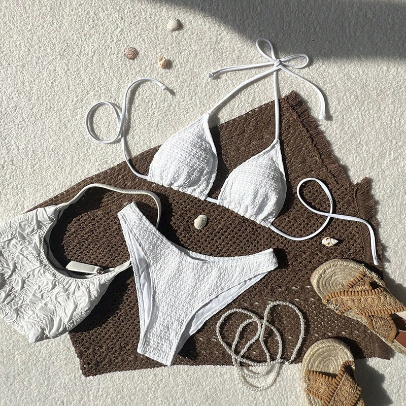 Damen Triangel-Bikini mit verstellbaren Trägern und strukturierter Textur Shopnory