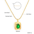 Damen Halskette mit goldplattiertem Anhänger und grünem Edelstein Shop Nory