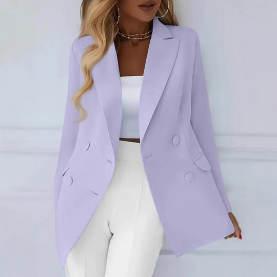 Damen Elegant taillierter Longblazer mit stoffbezogenen Knöpfen Shop Nory