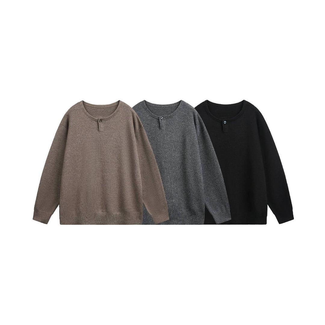 Damen Oversize-Strickpullover mit Knopfdetail am Rundhalsausschnitt Shop Nory