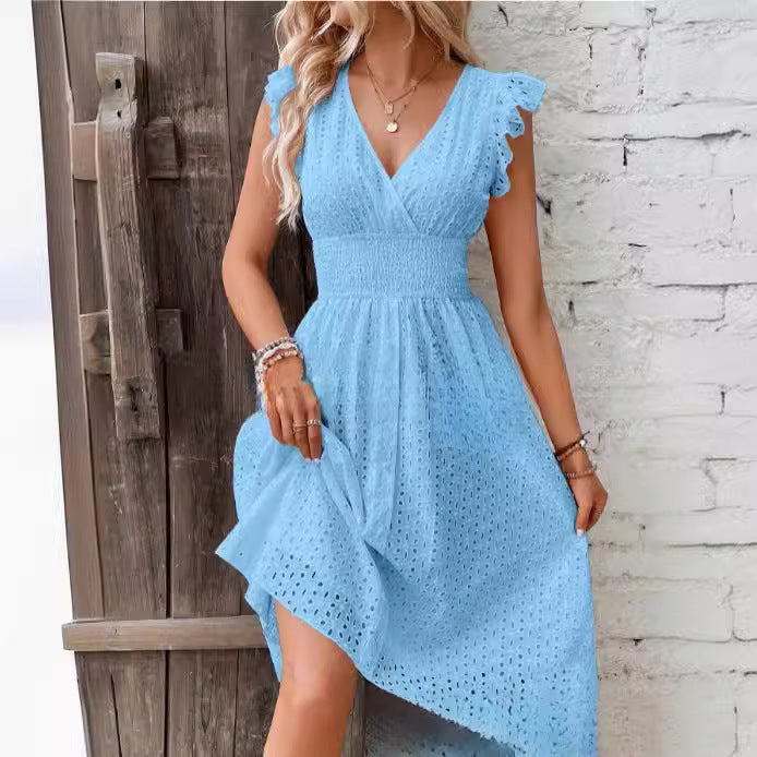 Damen Sommerkleid mit eleganten Spitzenärmeln