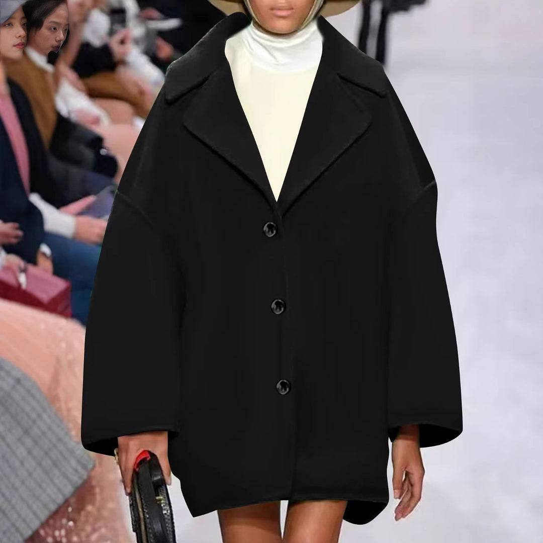 Damen Oversize-Kurzmantel mit weitem Revers und Knopfverschluss Shop Nory