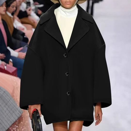 Damen Oversize-Kurzmantel mit weitem Revers und Knopfverschluss Shop Nory