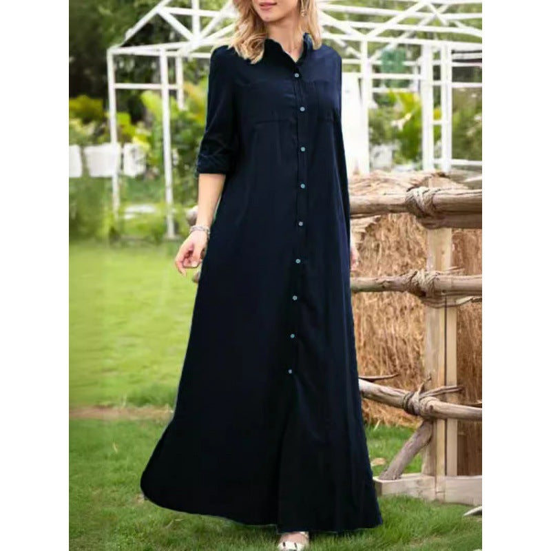 Damen Langarmhemdkleid mit Knopfdetails und raffiniertem Schnitt
