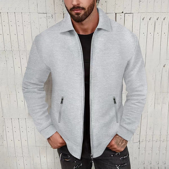 Herren Strickjacke im modernen Design mit strukturiertem Obermaterial und praktischen Reißverschlusstaschen