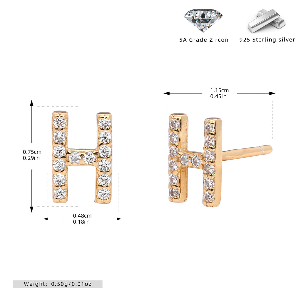 Damen Ohrstecker aus 925 Sterling Silber mit luxuriösem Zirkonbuchstaben R Shop Nory
