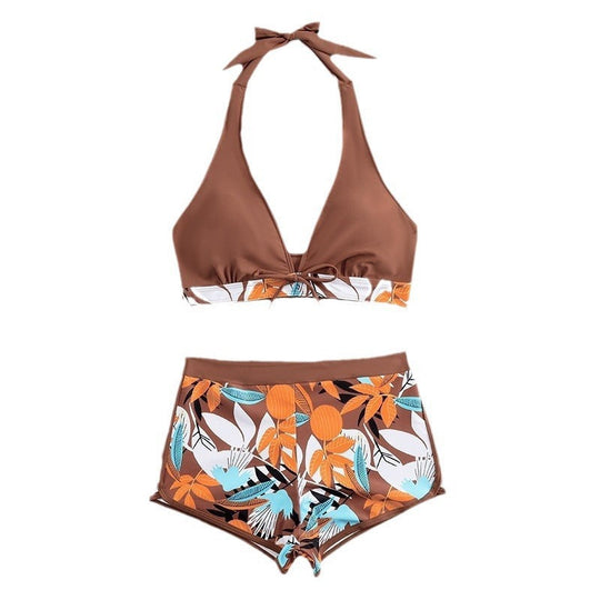 Damen Bikini-Set mit floralem Muster und herausnehmbarem Push-Up-BH