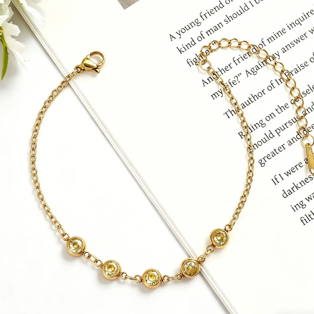 Damen Elegante Goldkette mit lila Kristallen Shop Nory