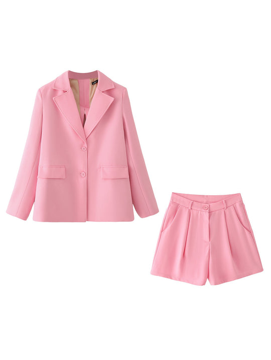 Damen Blazer-Short-Set mit eleganter Schnittführung und praktischen Taschen