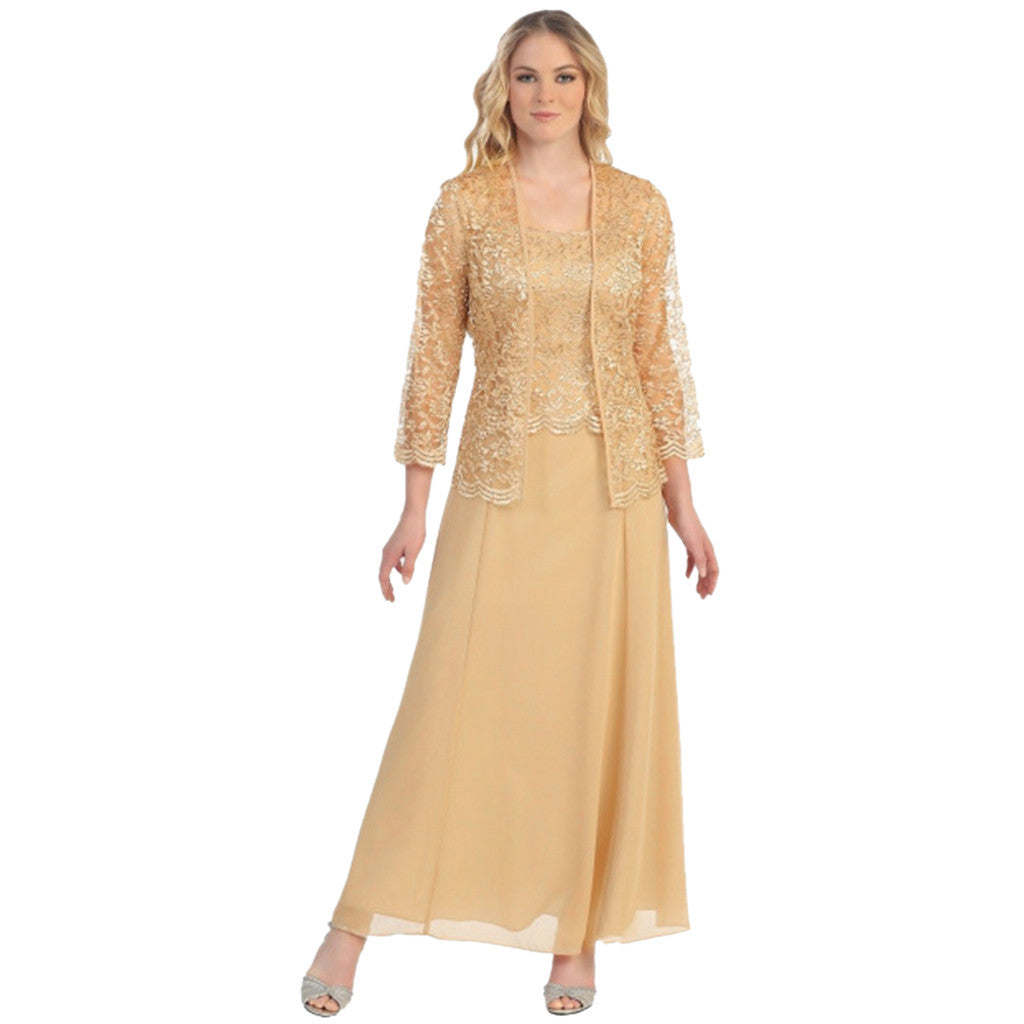 Damen Elegantes Abend-Maxi-Kleid mit Spitzenbolero und tailliertem Unterkleid Shop Nory