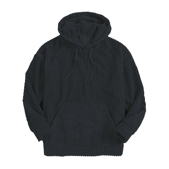 Unisex nan gerippter Samt-Hoodie mit Kapuze und Kängurutasche Shop Nory