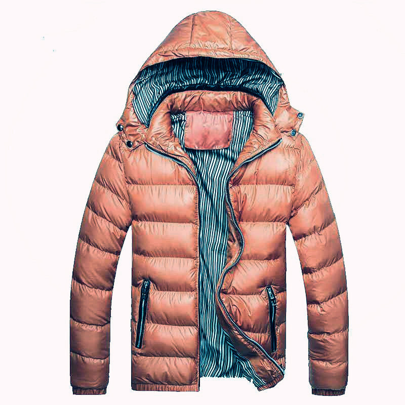 Herren Glänzende gesteppte Kapuzenjacke mit horizontaler Steppung und Kontrastreißverschlüssen Shop Nory