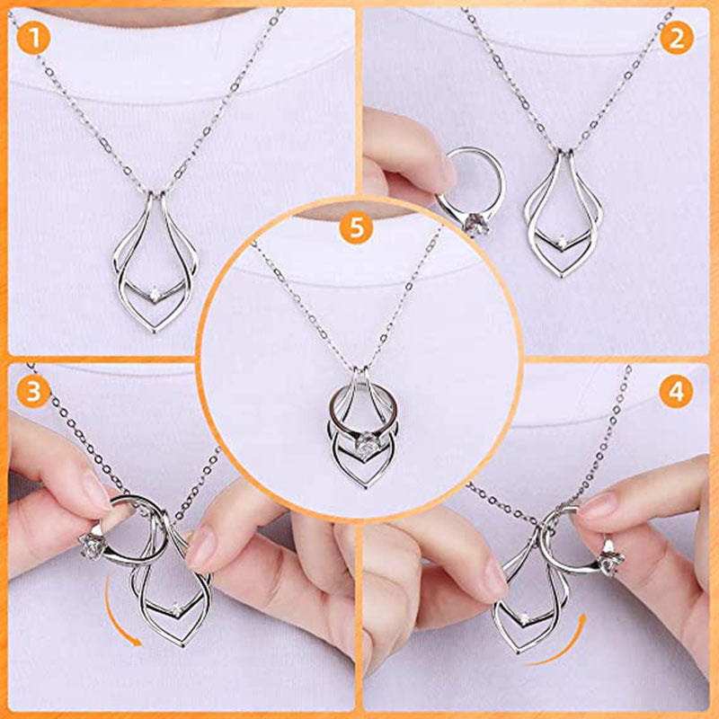 Damen Halskette mit elegantem, geschwungenem Anhänger und funkelndem Zirkonia Shop Nory