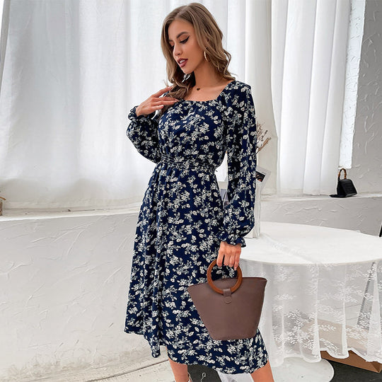 Damen Schulterfreies Midikleid mit elastischem Taillenbündchen und floralem Alloverprint Shop Nory