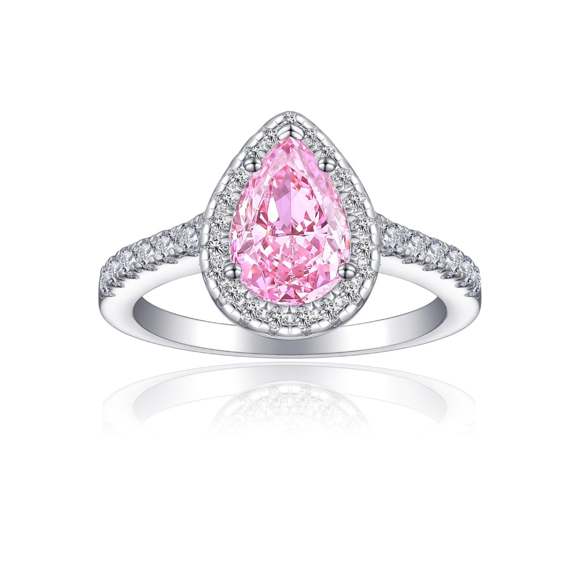 Damen eleganter Tropfenring mit funkelndem aquablauem Hauptstein und Zirkonia-Besatz Shop Nory