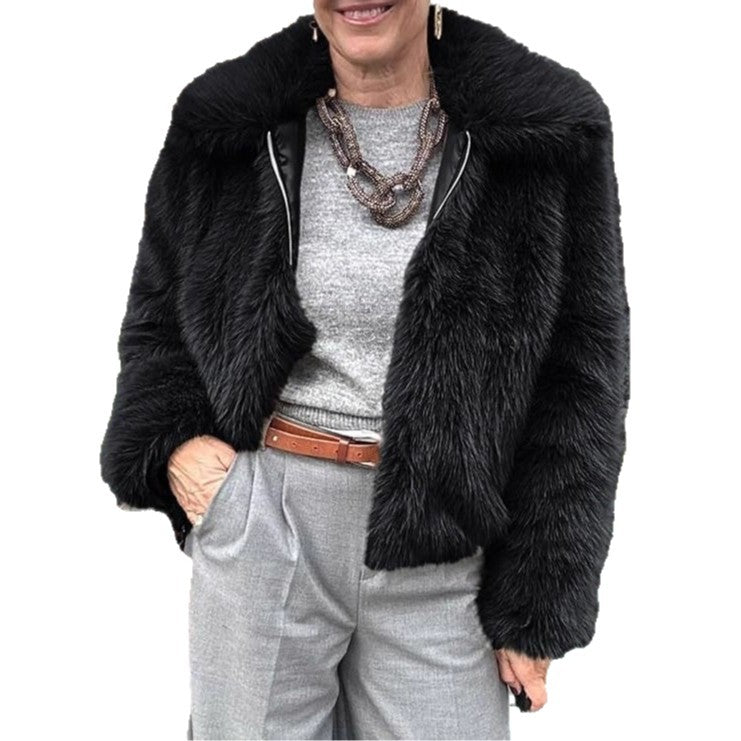 Damen Kurzblouson aus veganem Hochflor‑Kunstpelz im geradlinigen Boxy‑Schnitt mit verdecktem Reißverschluss Shop Nory