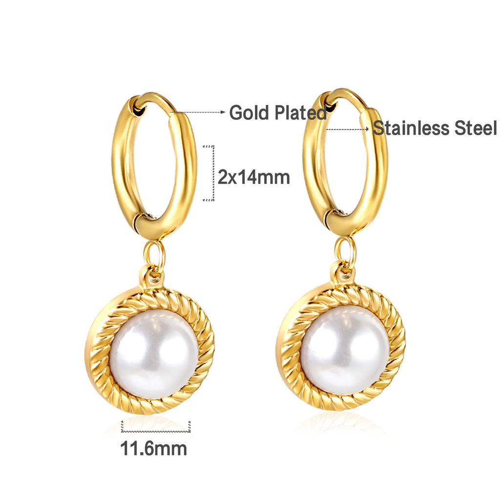 Damen Hängende Ohrringe mit elegantem Muschel-Design und funkelndem Zirkonia Shop Nory