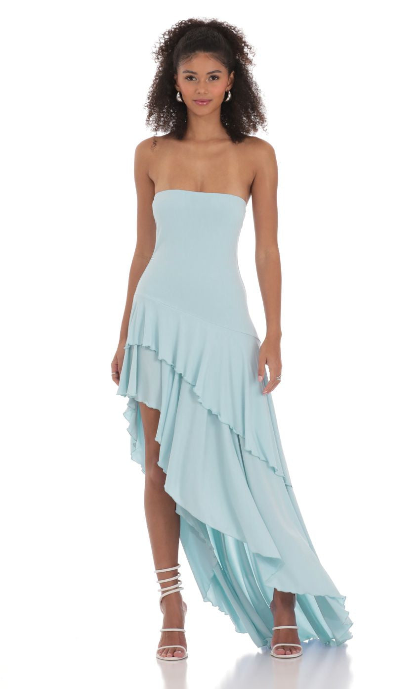 Damen asymmetrisches Abendkleid mit voluminösen Rüschendetails Shopnory