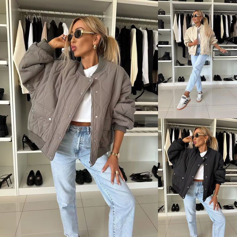 Damen gesteppte oversized Bomberjacke