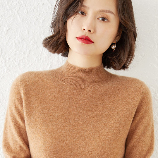 Damen Luxuriöser Kaschmir-Feinstrickpullover mit Stehkragen Shop Nory