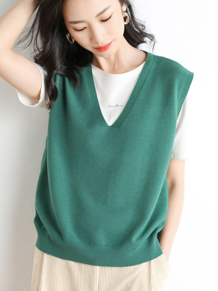 Damen Oversize V-Ausschnitt Feinstrickweste mit Rippenbund Shop Nory