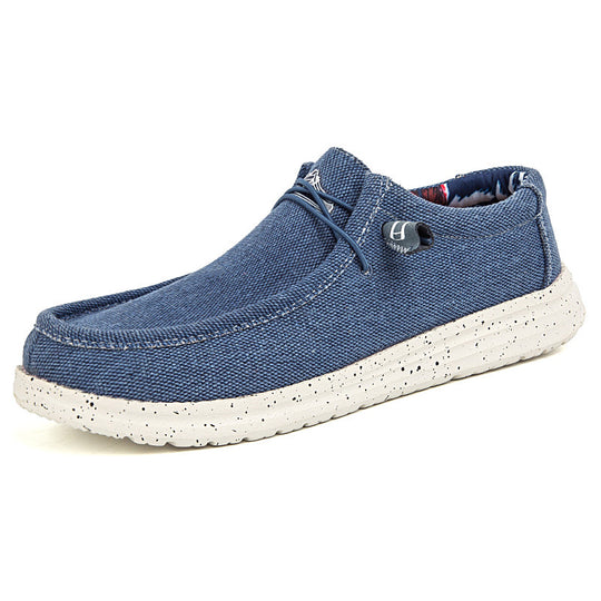 Herren Legerer Canvas-Mokassin-Slipper mit geflochtener Schnürung und gefleckter EVA-Sohle Shopy Nory