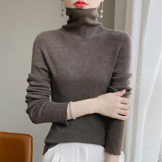 Damen Schmaler Rollkragen-Feinstrickpullover mit elastischer Rippenstruktur und minimalistischer Silhouette Shop Nory
