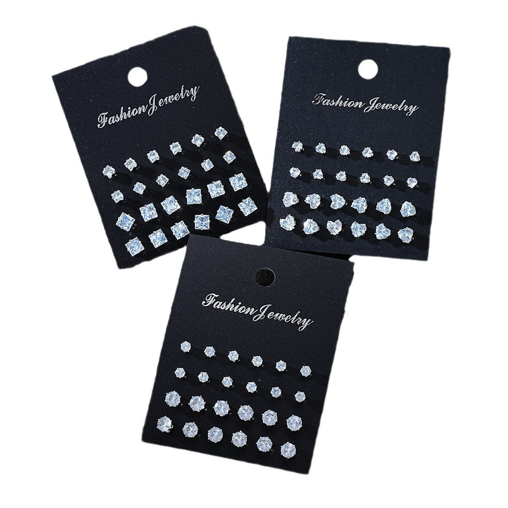 Damen Ohrstecker Set mit funkelnden Zirkonia und variierenden Größen Shop Nory