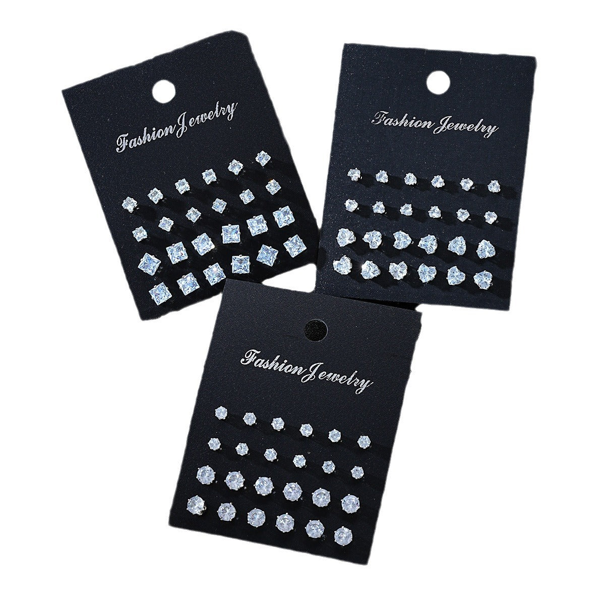 Damen Ohrstecker Set mit funkelnden Zirkonia und variierenden Größen Shop Nory