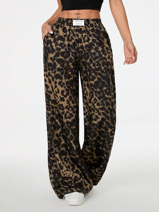 Damen Palazzo-Hose mit schickem Leopardenmuster Shopnory